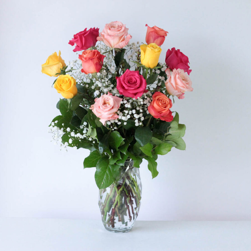 Colors of Love Roses Flower Arrangement